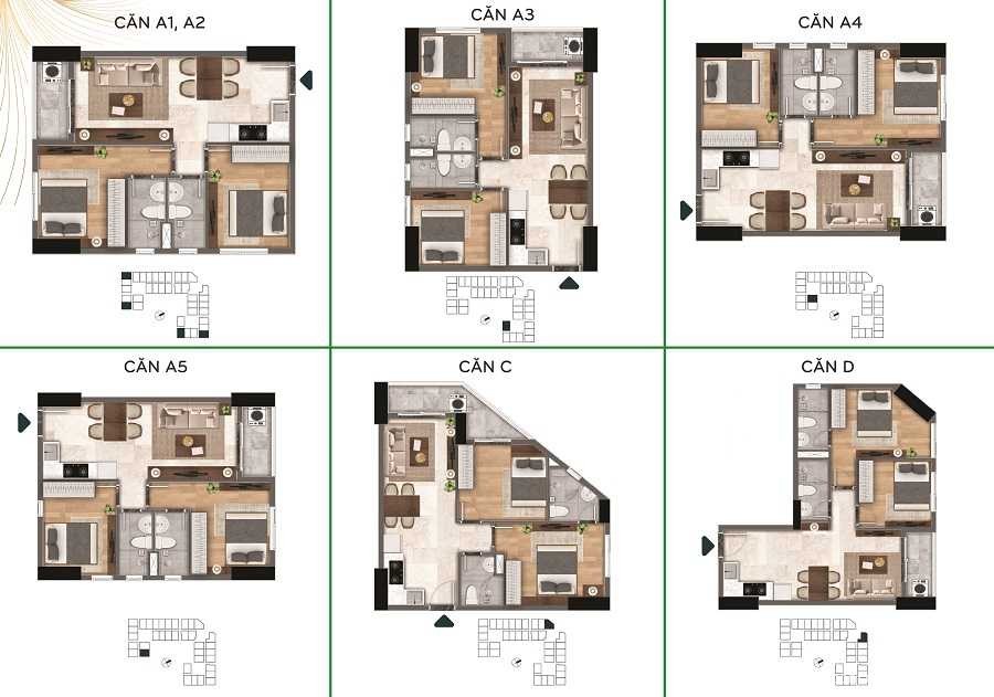 Mặt bằng thiết kế căn hộ điển hình tại dự án Bcons City Dĩ An