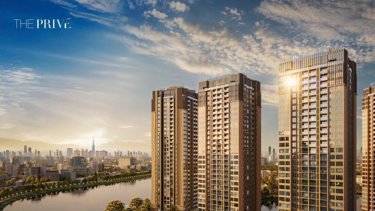 Phối cảnh tổng thể dự án The Privé Quận 2 với thiết kế hiện đại và không gian xanh