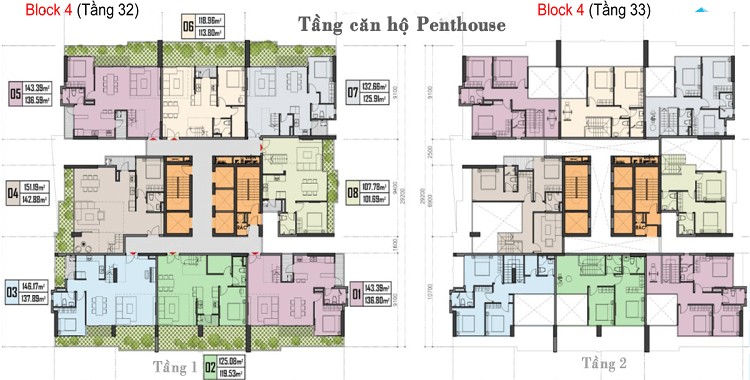 Mặt bằng tầng căn hộ Penthouse Block 4 The Privé, thiết kế đẳng cấp trên cao