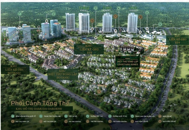 Phối cảnh tổng thể khu đô thị Gamuda City tại Hoàng Mai, Hà Nội