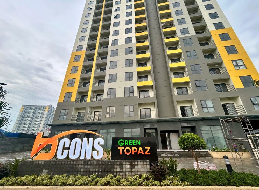 Hình ảnh phối cảnh tháp Green Topaz, điểm nhấn của dự án Bcons City