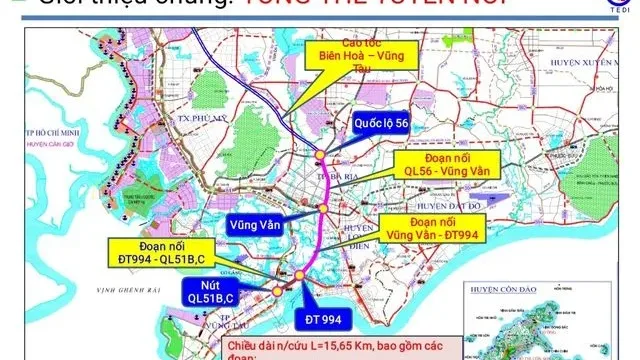 Bản đồ tổng thể hướng tuyến đường nối cao tốc Biên Hòa – Vũng Tàu qua QL56, Vũng Vằn, ĐT994 về Vũng Tàu