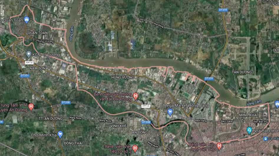 Bản đồ phường Hồng Bàng, Hải Phòng với sông Cẩm, quốc lộ và các khu dân cư xung quanh
