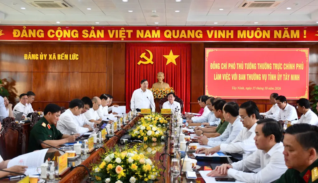 Phó Thủ tướng Thường trực làm việc với Ban Thường vụ Tỉnh ủy Tây Ninh ngày 15/10/2026