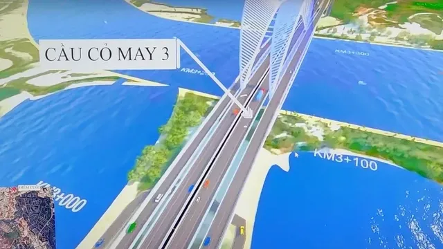 Phối cảnh cầu Cỏ May 3 vòm thép cách điệu trên tuyến nối cao tốc Biên Hòa – Vũng Tàu về Vũng Tàu