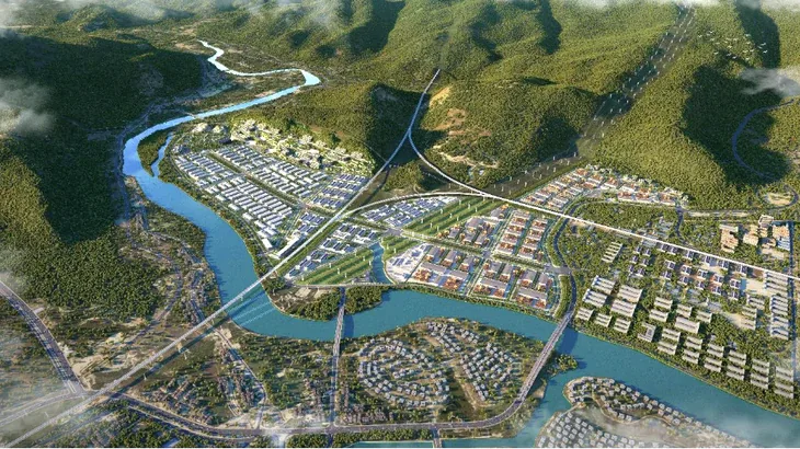 Phối cảnh khu chức năng ven sông, nhà xưởng và công trình giữa núi rừng tại xã Bà Nà, Đà Nẵng