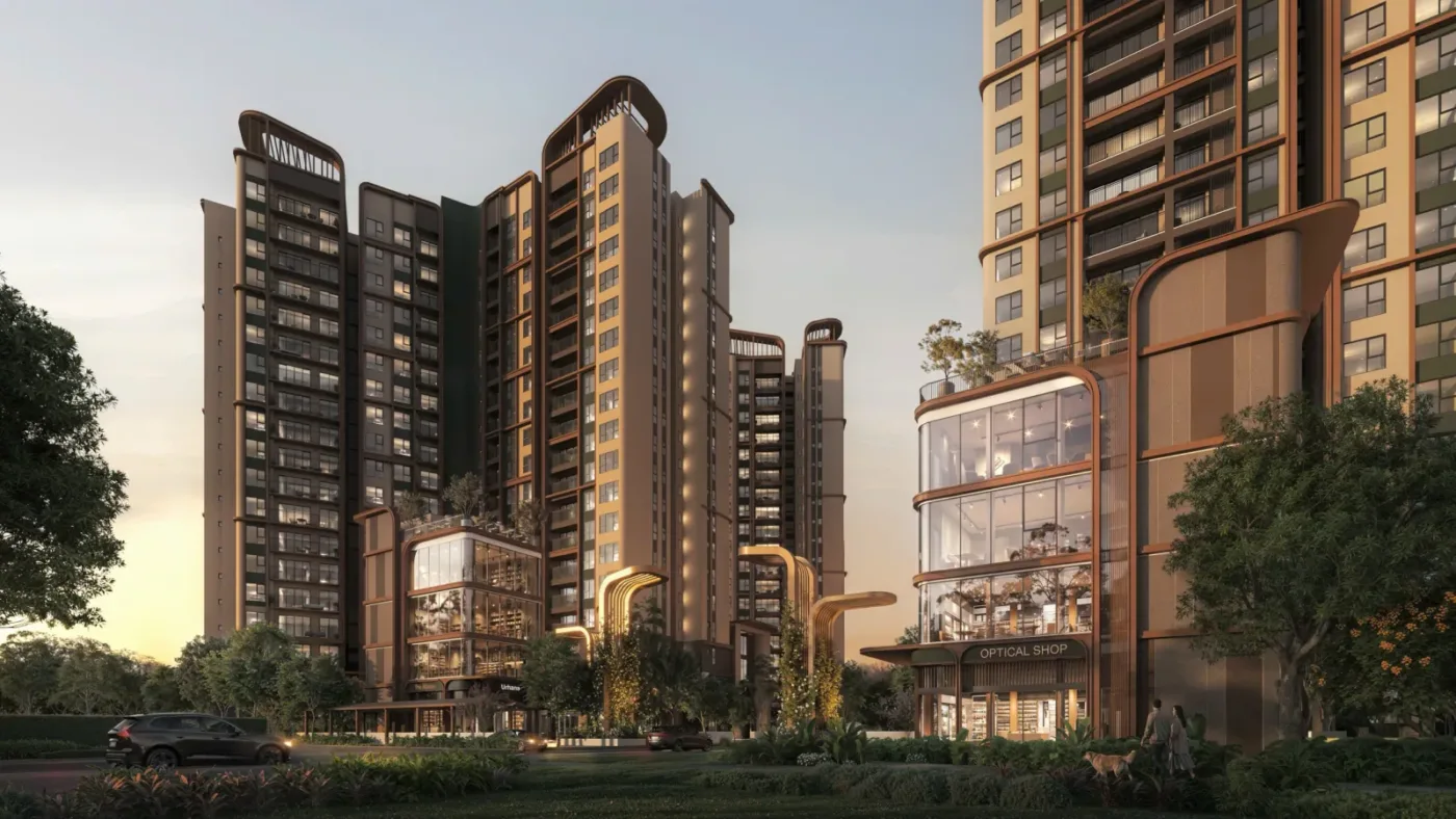 Phối cảnh dự án căn hộ Norton Park gần VSIP 1, Thuận An, Bình Dương với các tòa tháp cao tầng
