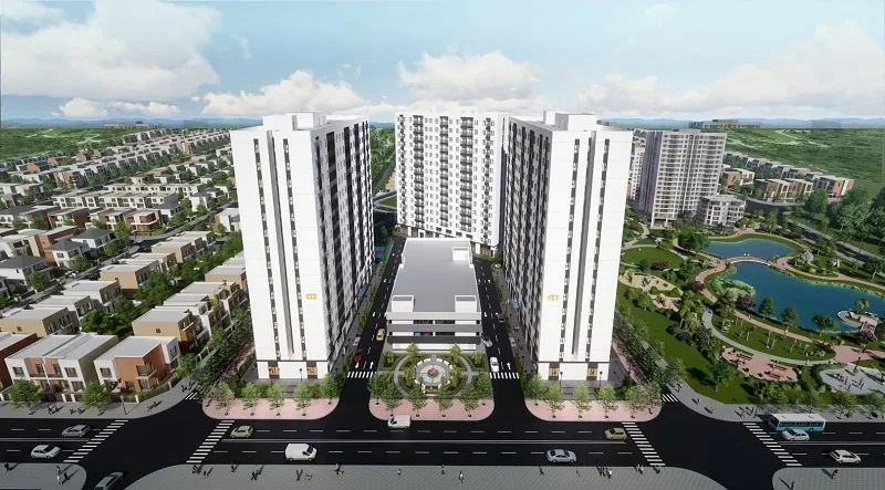 Phối cảnh 3 tòa chung cư 15 tầng nhà ở xã hội SK Residences Mao Điền tại Hải Phòng