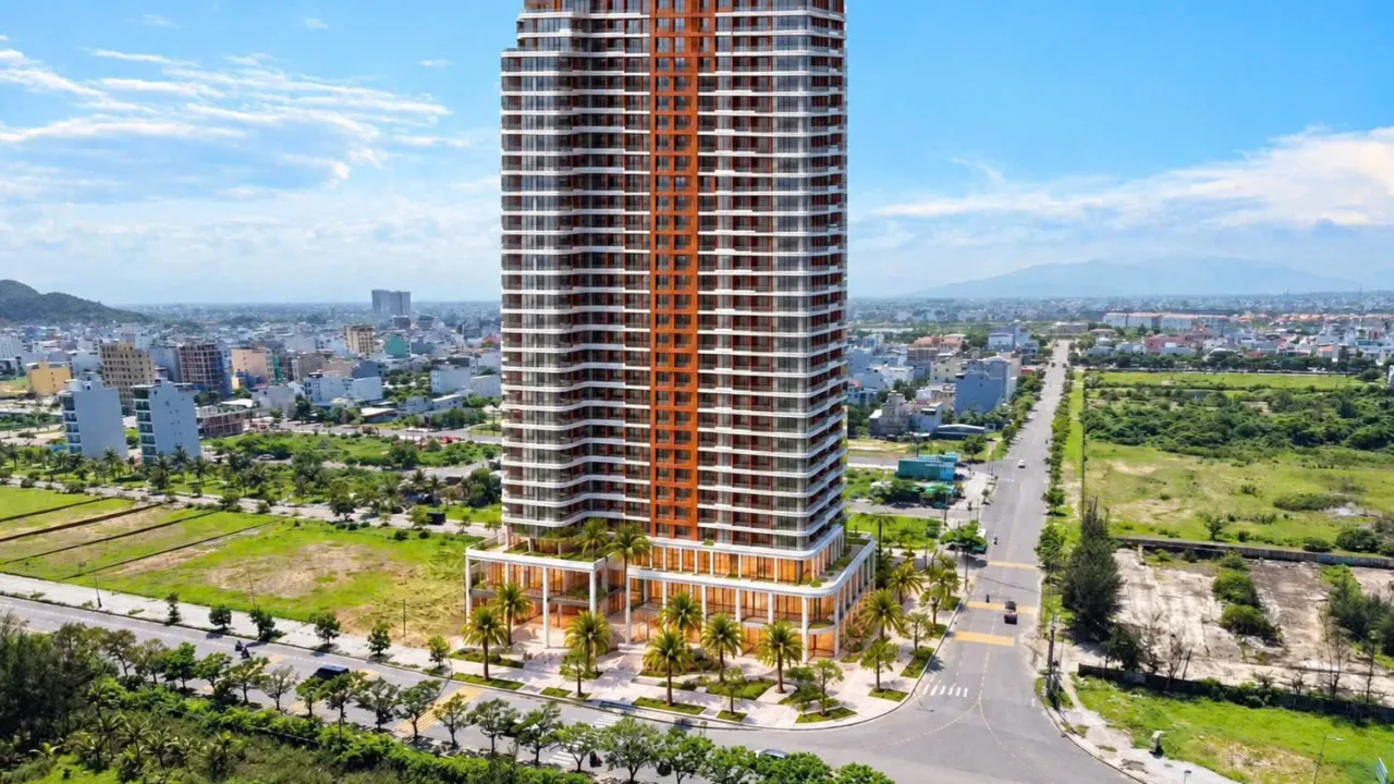 Phối cảnh tháp căn hộ Sun Saphia Residence 30 tầng của Sun Group sát biển tại Ngũ Hành Sơn, Đà Nẵng