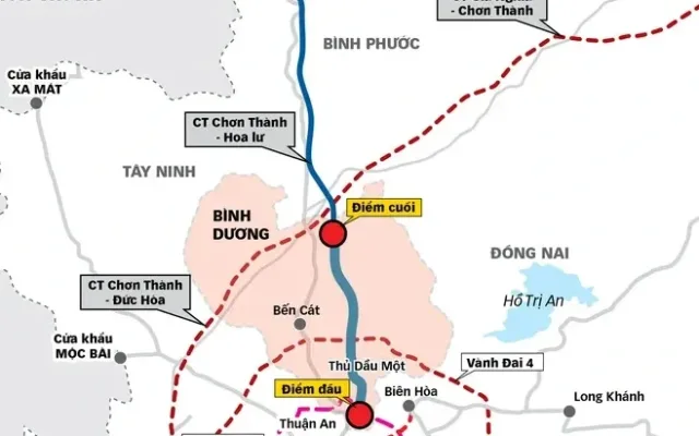 Cao tốc Thủ Dầu Một – Chơn Thành qua Bình Dương đã bàn giao 95,37% đất